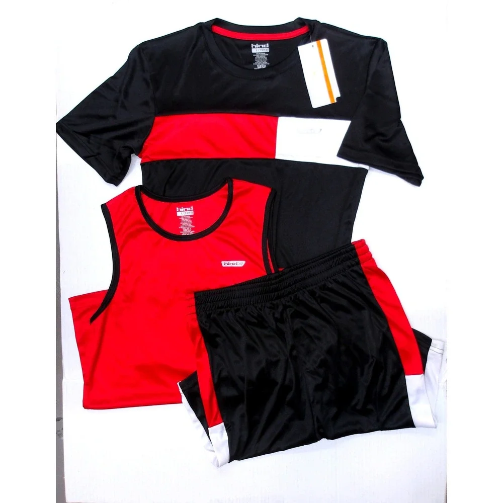 Hind Boys 3pc Activewear Set Red Black White Shirt Tank Shorts‎ 14/16  / #26562
